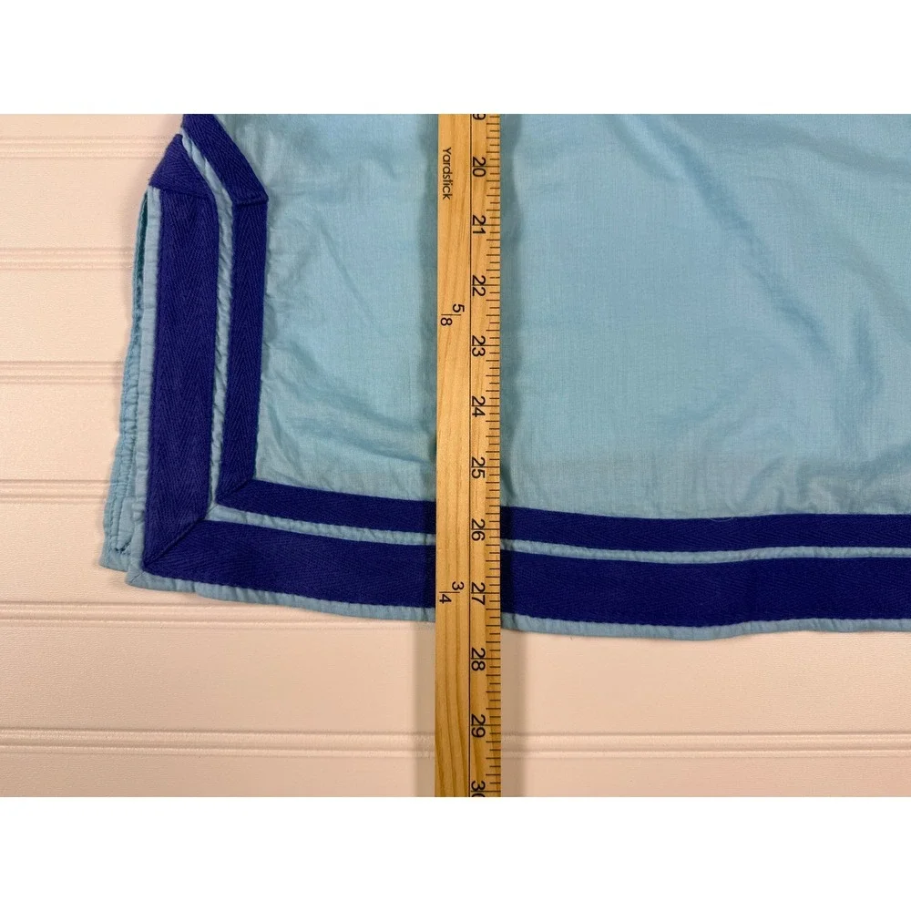 Tory Burch 100% Cotton Blue Tunic Resort Beach Cover Up Contrast Trim Size 4
